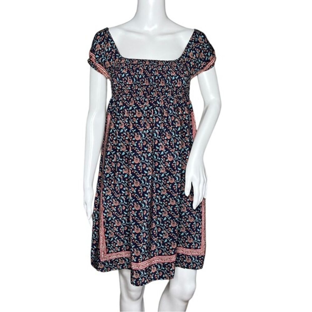 Urban Outfitters Ecote Dress Blue Pink Floral Flower Silk Cottage‎ Boho Peasant